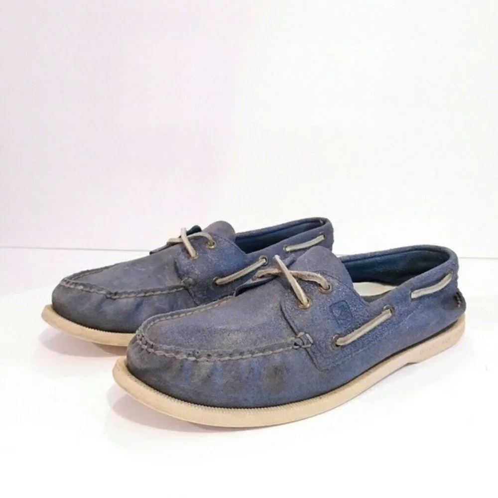 Sperry Men's Sperrys boat shoes Blue Suede size 8.5 boat shoes deck moc loafer